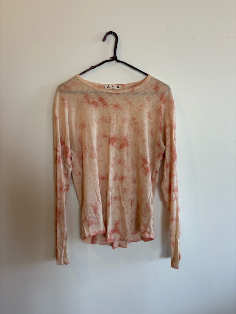 AMO Lightweight Peach and Cream Tie-Dye Long Sleeve Top